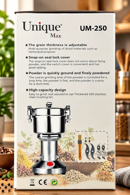 آسیاب پودرکن, آسیاب Unique Max, خرید آسیاب برقی, قیمت آسیاب ادویه, آسیاب 1200 وات, آسیاب برقی چند