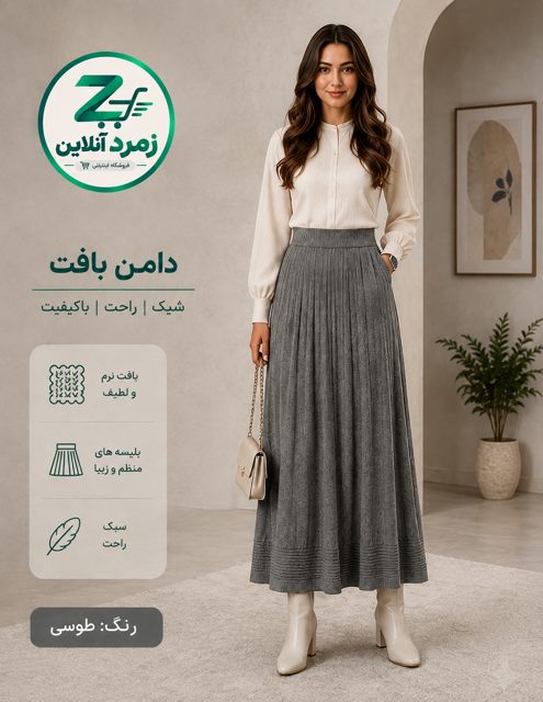دامن بافت, خرید دامن بافت, قیمت دامن بافت, دامن زنانه, دامن روزمره, دامن مجلسی, دامن نرم, دامن مرغوب