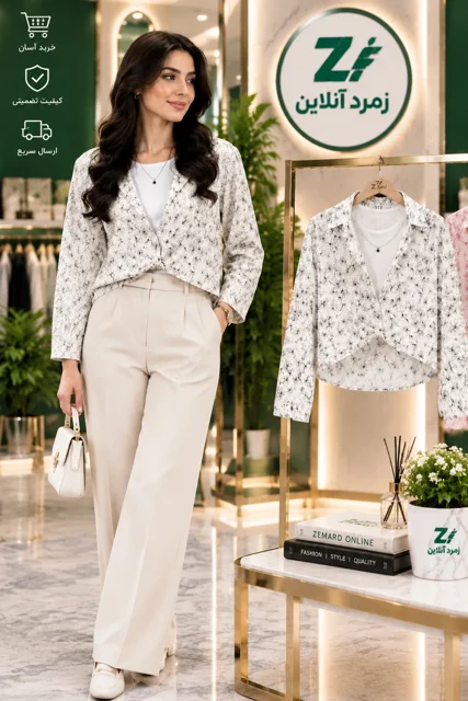 ست دو تکه زنانه، شومیز جلو گره، تاپ زنانه، خرید ست زنانه، قیمت ست زنانه، استایل زنانه شیک، لباس